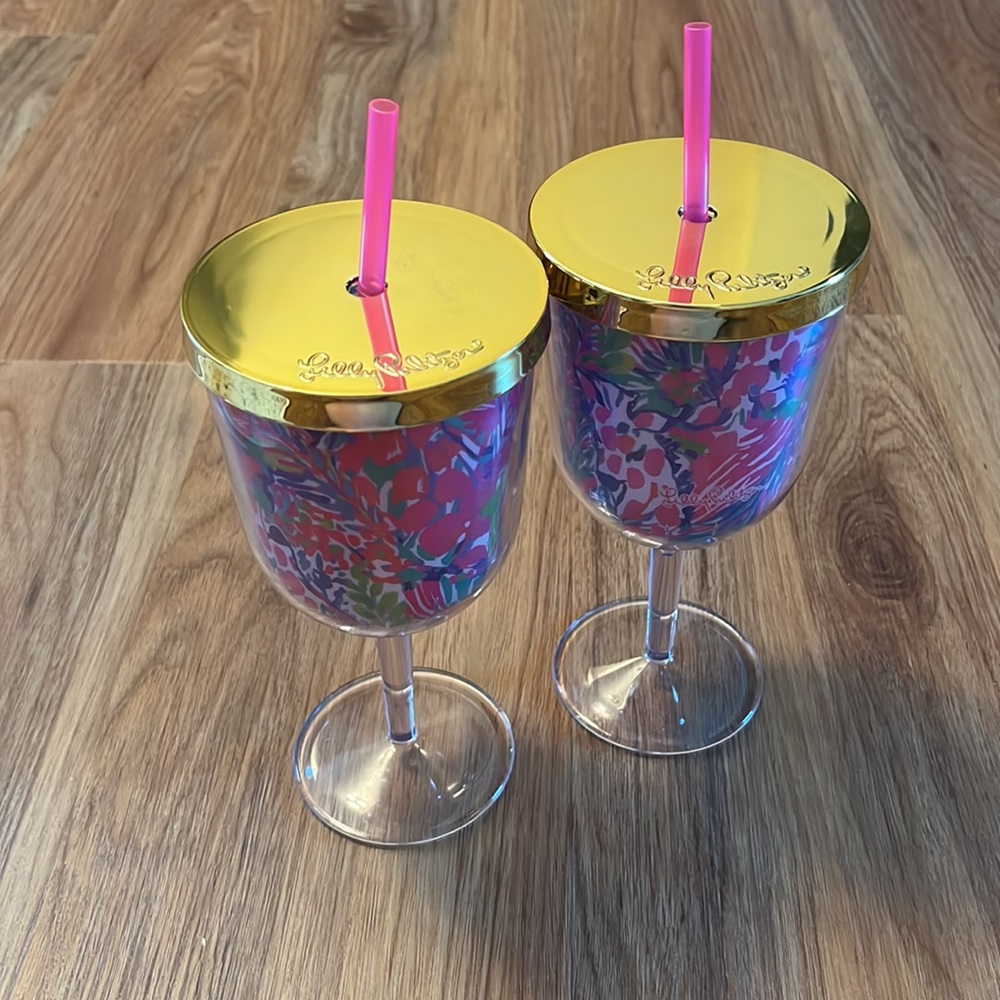 Lilly Pulitzer Plastic Stem Wine Glasses